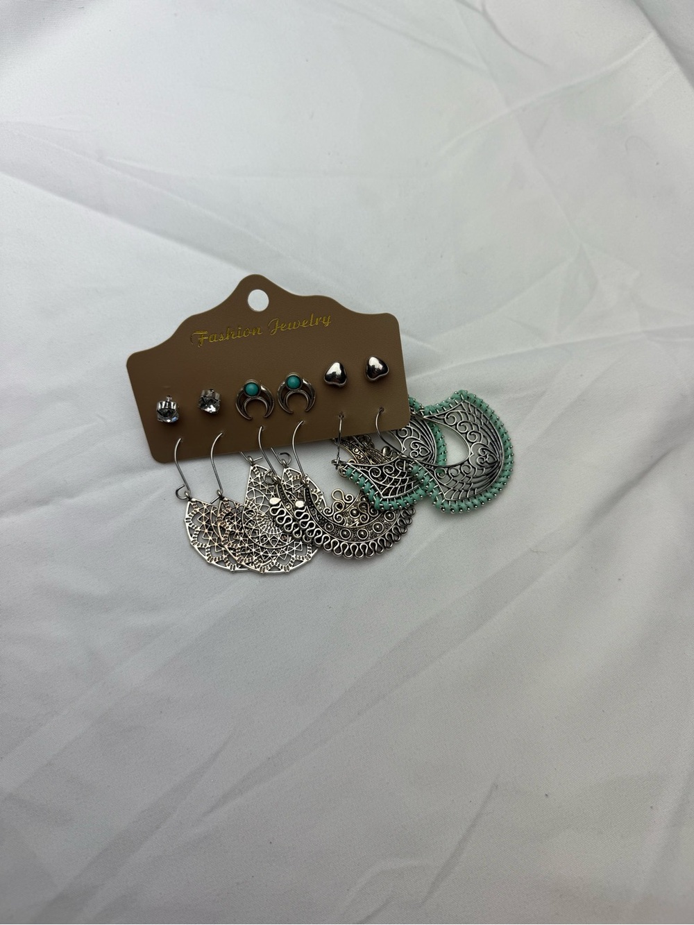 Fashion Jewelry Silver and Turquoise Accent Earring Set